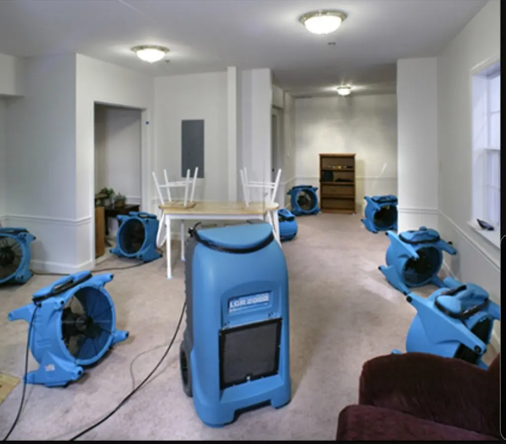 Air movers and dehumidifier setup for Water Extraction & Removal in Buckley